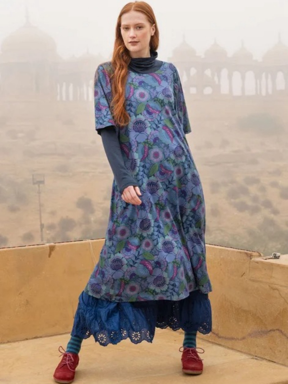 Gudrun Sjoden NWT L Hana dress jewel tones  floral
